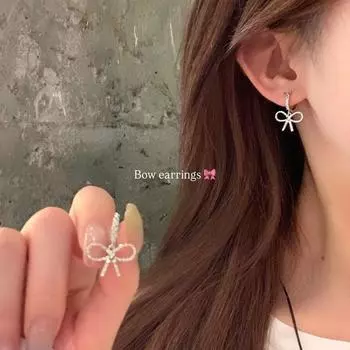 Super Shiny Exquisite Bow Stud Earrings Women s Accessible Luxury Fancy Elegant Earrings Niche Style Unique Ear Ring Earrings Ear Clip Pair of Bows earrings