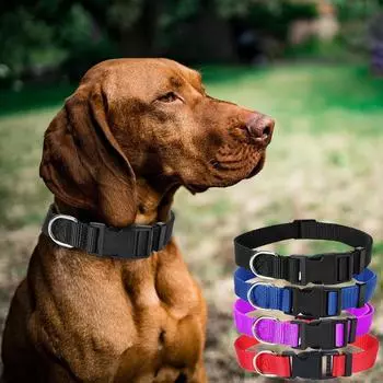Супермягкий прочный нейлоновый ошейник для собак, классический регулируемый ошейник для домашних животных с быстросъемной пряжкой для маленьких, средних и больших собак S 16-30cm (1.0cm) чёрный