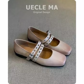 Super soft lambskin French light mouth single shoes women s versatile ballet flats retro double with Mary Jane shoes 35