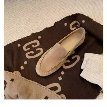 Super soft lambskin thick-soled women s leather retro not tired feet soft-soled single shoes one pedal lazy small leather shoes 35