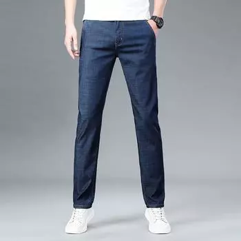 Super Soft Mercerized Elastic Cotton Breathable and Comfortable Summer Thin Business Loose Jeans Simple and Fashionable Men s Pants 34