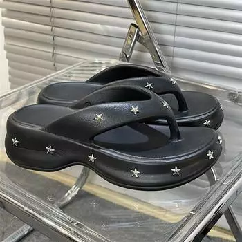 Super soft thick-soled star cool slippers for women to wear outside summer new models to wear versatile beach seaside non-slip flip-flops 36-37