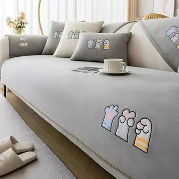 Super Soft Velvet Plush Sofa Towel Winter Warm Thick Plush Couch Covers L-shaped Sectional Anti-slip Sofas Cover Pad Home Decor A 70x70