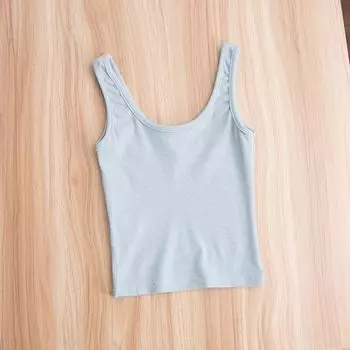 Super Solid Wear Small V Neck Vest! Short Stretch Sunken Stripe Camisole Women s Base Ride Sexy Top Blue S