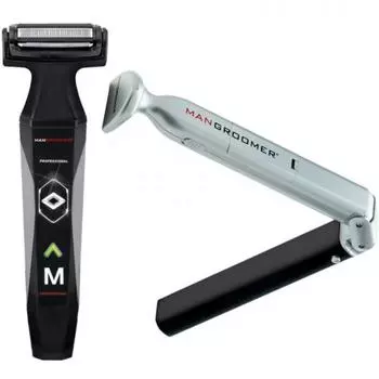 Набор из 2-х средств для ухода за волосами Super Studs и набора для тела от Mangroomer Essentials включает бритву для волос, а также профессиональный триммер и миску