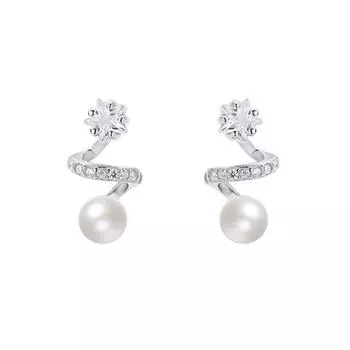 Супер Сверкающие Цирконовые Серьги Звезда Жемчуг Ретро Французские Изысканные Легкая Роскошь Полные Бриллиантов Геометрические Линии Серьги Пятиконечная Звезда Copper (with ear plugs)