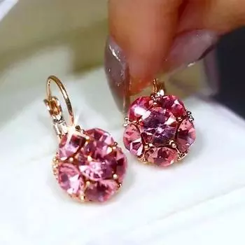 Супер сверкающие серьги с розовым цирконом и бриллиантами, ювелирные изделия для женщин