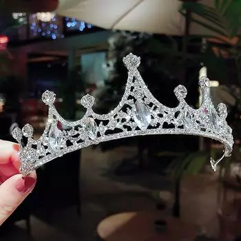 Супер сверкающий свадебный головной убор, колье, серьги, корона, комплект из трех предметов со стразами и свадебное платье, свадебные аксессуары, аксессуары для волос.