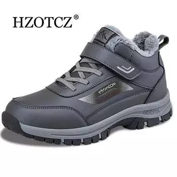 Супер теплые кожаные мужские ботинки Водонепроницаемые зимние ботинки Ботильоны для пары Женские зимние ботинки Защитные рабочие мотоциклетные ботинки 40