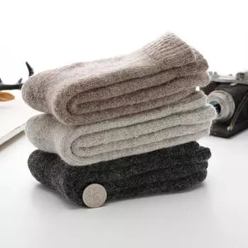 Супер теплые веселые счастливые мужские мужские толстые однотонные носки мериносовая шерсть носки из кролика зимние носки calceta hombre skarpety meskie чёрный