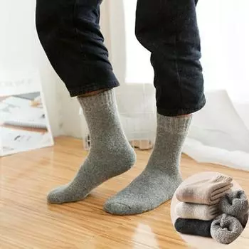 Супер толстые мужские носки Plus Velvet Thicked Cashmere Mid-Socks Женские носки Осенние и зимние махровые носки EUR38-44 белый