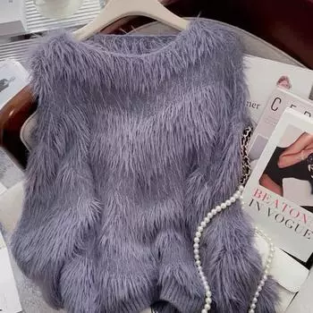 Супер толстый французский высококачественный свитер-пуловер для женщин, осенне-весенняя утолщенная верхняя одежда, мягкий и непродуваемый топ из вощеной норки S розовый