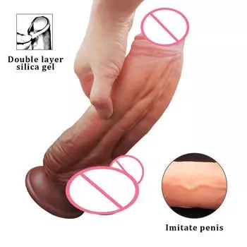 Супер толстый мягкий двойной жидкий силиконовый искусственный пенис женские секс-игрушки мастурбатор S