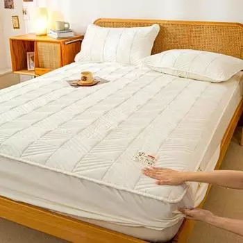 Супер толстый наматрасник, стеганый наматрасник с вышивкой, одинарный/Королевский/Королевский наматрасник, хлопковые простыни 90x200cm 1pc