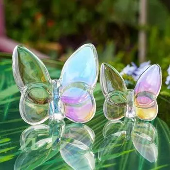 Супер Винклинг Стеклянная Бабочка Украшение Светоотражающая Бабочка Украшение Статуэтка Свадьба S синий