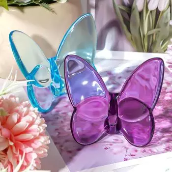 Супер Винклинг Стеклянная Бабочка Украшение Светоотражающая Бабочка Украшение Статуэтка Свадьба S темно-фиолетового