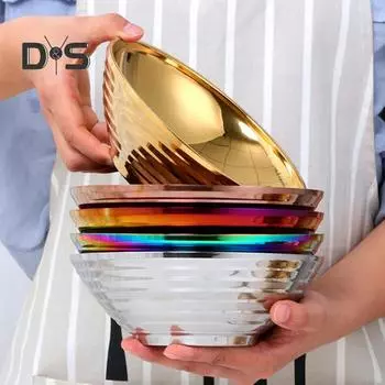 Супер ветровая миска для лапши с антипригарным покрытием, термостойкая кухонная миска для лапши из нержавеющей стали для кухни золотистый