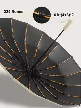 Супер ветрозащитный зонт 224 Bones, большой размер, с черным покрытием, солнечные и дождливые зонты, полностью автоматическая защита от ультрафиолета, женский солнцезащитный козырек темно-синий