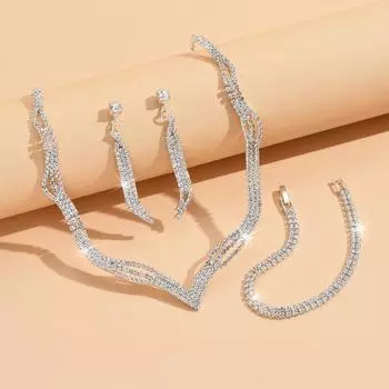 Супер-вспышка, ожерелье, серьги, браслет, комплект из трех предметов, цепочка для ключей, свадебные украшения