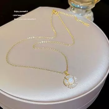 Супер-вспышка, полное цирконие, романтическое цветочное ожерелье, женский джокер, высокий темперамент, чувственная ключичная цепочка, удачливая богиня, кулон с жемчугом, прилив золотой