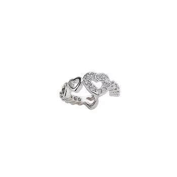 Супер-вспышка, полные бриллиантовые ажурные клипсы Love, сладкие и крутые Spice Girls, изысканные циркониевые клипсы Heart-To-Heart, без пирсинга ушей Copper (white gold)