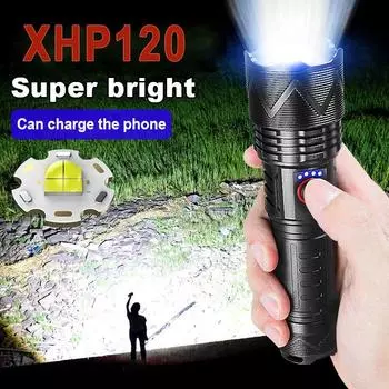Супер высокий люмен 200000LM фонарик Мощный светодиодный фонарик XHP120 с возможностью масштабирования Лампа дальнего действия Перезаряжаемый фонарик A-Flashlight