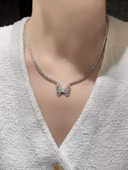 Супер высококачественное изысканное бриллиантовое ожерелье с бабочкой, красочная серия сокровищ, чистое серебро 925 пробы, эксклюзивное украшение для богини