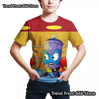 Супер Zings Лидер продаж Детские футболки Летние повседневные свободные футболки Детские топы с рисунками для мальчиков и девочек Одежда для детей 4-14 лет Футболки 100cm