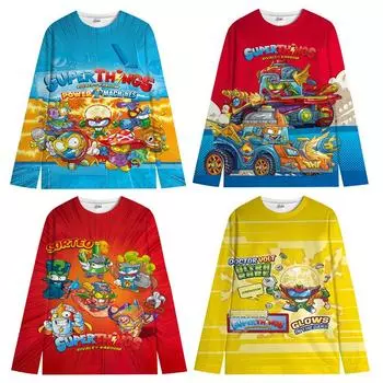 Super Zings Sweatshirt Kids SuperThings Sweatshirt Cute Cartoon Crew Neck Top Spring Autumn Baby Clothing Gifts 100 белый