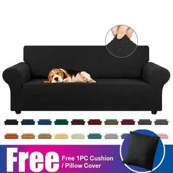 Суперэластичный чехол для дивана, цельный чехол для мебели, для собак, домашних животных, детей, моющийся, съемный, жаккардовый материал для дома 1-Seater 90-140CM тёмно-синий