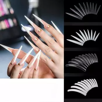 Супердлинный накладной ногтевой пластина для салонного дизайна ногтей, накладной ногтевой пластина для творчества, образец накладного ногтя для исполнительского искусства, прозрачный натуральный цвет