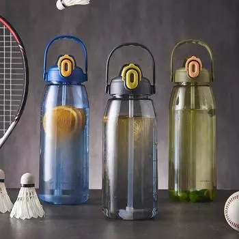 Суперемкий спортивный чайник, уличный портативный портативный присоска, устойчивый к падению и герметичности пластиковый стаканчик, устойчивый к высоким температурам космический стаканчик 1900ml синий