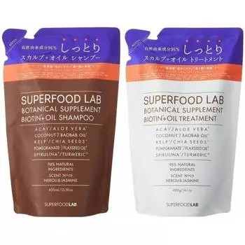SUPERFOOD LAB 95% naturally derived ingredients scalp oil moist shampoo treatment refill set 400ml each 400g refill large capacity set scalp scalp car