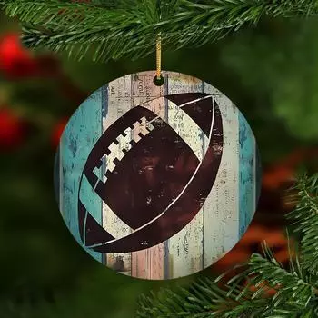 Суперкубок Ретро Регби Круглый 2D Акриловые елочные украшения Подвеска-ключ Подвеска для автомобиля Подвесное украшение для интерьера Домашний декор Подвески