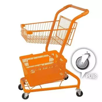 Супермаркет Двойная тележка для покупок Машина для кукол Магазин закусок для животных Желтый Оранжевый Цветной Металл Интернет Знаменитость Розовая тележка