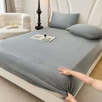 Супермягкая флисовая простыня на резинке - Размер Queen - Экстраплюшевый полярный флис, Не скатывается - Глубокий карман - Уютное тепло на все сезоны Bed sheet (90x200x25cm) темно-серого