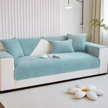 Супермягкая плюшевая диванная подушка, зимняя противоскользящая подушка, утолщенный однотонный чехол для дивана с узором «гусиная лапка», плюшевая ткань для чехла 70*70cm