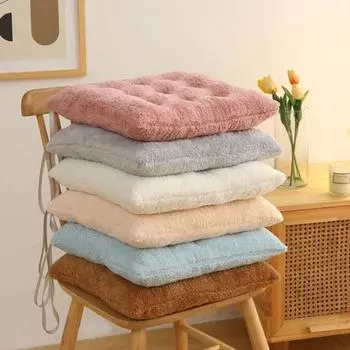 Супермягкая плюшевая подушка для сиденья квадратной формы, защитная зимняя теплая подушка для автомобильного сиденья, подушка для офисного стула, которую можно стирать в машине, коврик для сиденья с подогревом для жизни 40*40cm белый