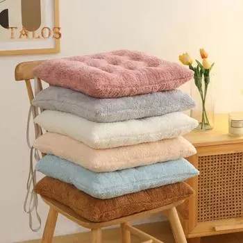 Супермягкая плюшевая подушка для сиденья квадратной формы, защитная зимняя теплая подушка для автомобильного сиденья, подушка для офисного стула, которую можно стирать в машине, коврик для сиденья с подогревом для жизни 40*40cm синий