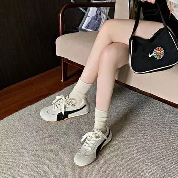 Супермягкая подошва ~ балетки в зарубежном стиле женские весенние легкие спортивные и повседневные туфли 2025 года в тон на плоской подошве Forre 35 белый