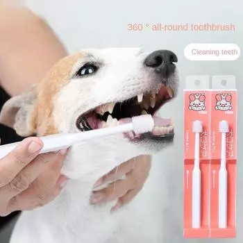 Супермягкая зубная щетка для чистки полости рта на 360 °. Зубная щетка для домашних животных. Удаление неприятного запаха изо рта. Зубная щетка для собак и кошек. Уход за полостью рта. Чистка рта. НОВИНКА. белый