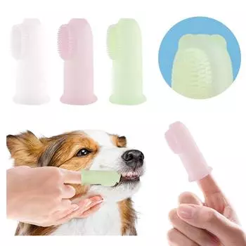 Супермягкая зубная щетка для домашних животных на палец Щетка для собак Инструмент для ухода за зубами от неприятного запаха изо рта Чистка для собак и кошек Товары для домашних животных розовый