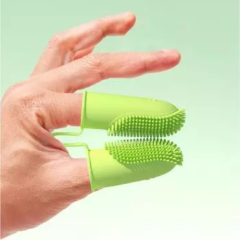 Супермягкая зубная щетка с двумя пальцами для собак, чистка зубов домашних животных, уход за неприятным запахом изо рта, TPR, зубная щетка, инструмент для чистки, аксессуары для зубных щеток для собак розовый