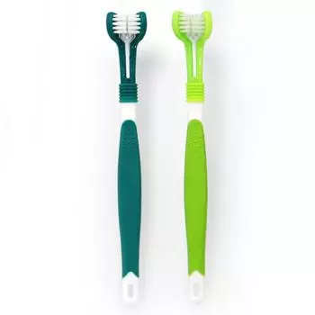 Супермягкая зубная щетка с тремя головками для домашних животных, чистка зубов, устранение неприятного запаха изо рта, нетоксичные инструменты для зубных щеток, чистящие средства для собак и кошек