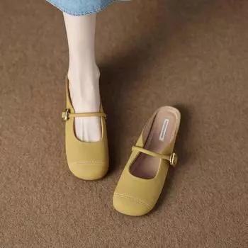 Супермягкие однопедальные тапочки-полусапожки для женщин, для ношения на улице летом, мягкая подошва, плоская подошва, прохладные тапочки для беременных 35 жёлтый