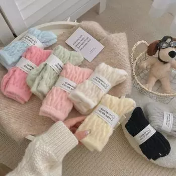 Супермягкие плюшевые носки средней длины для женщин — модные, толстые, теплые и уютные носки для ног или сна на осень и зиму. One Size серый