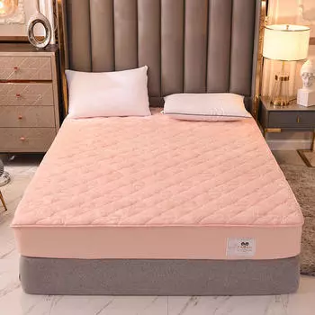 Супермягкий плюшевый стеганый чехол для матраса из утолщенной овечьей шерсти, быстросохнущий, защитный чехол для матраса, однотонный чехол для кровати с защитой от клещей 90x200x30cm