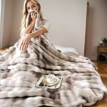 Супермягкое одеяло-шаль из искусственного меха кролика, тепло и уютно на все времена года 100 * 150cm