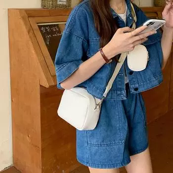 Суперпопулярная сумка «Три в одном» на весну и лето 2025 года, новая широкополосная сумка через плечо, женская маленькая квадратная сумка 19x5x13cm белый