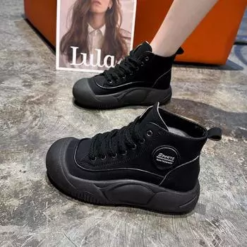 Суперпопулярные высокие туфли на толстой подошве, новые осенние туфли 2024 года, белые туфли для женщин, модные универсальные повседневные туфли для женщин 35 жёлтый